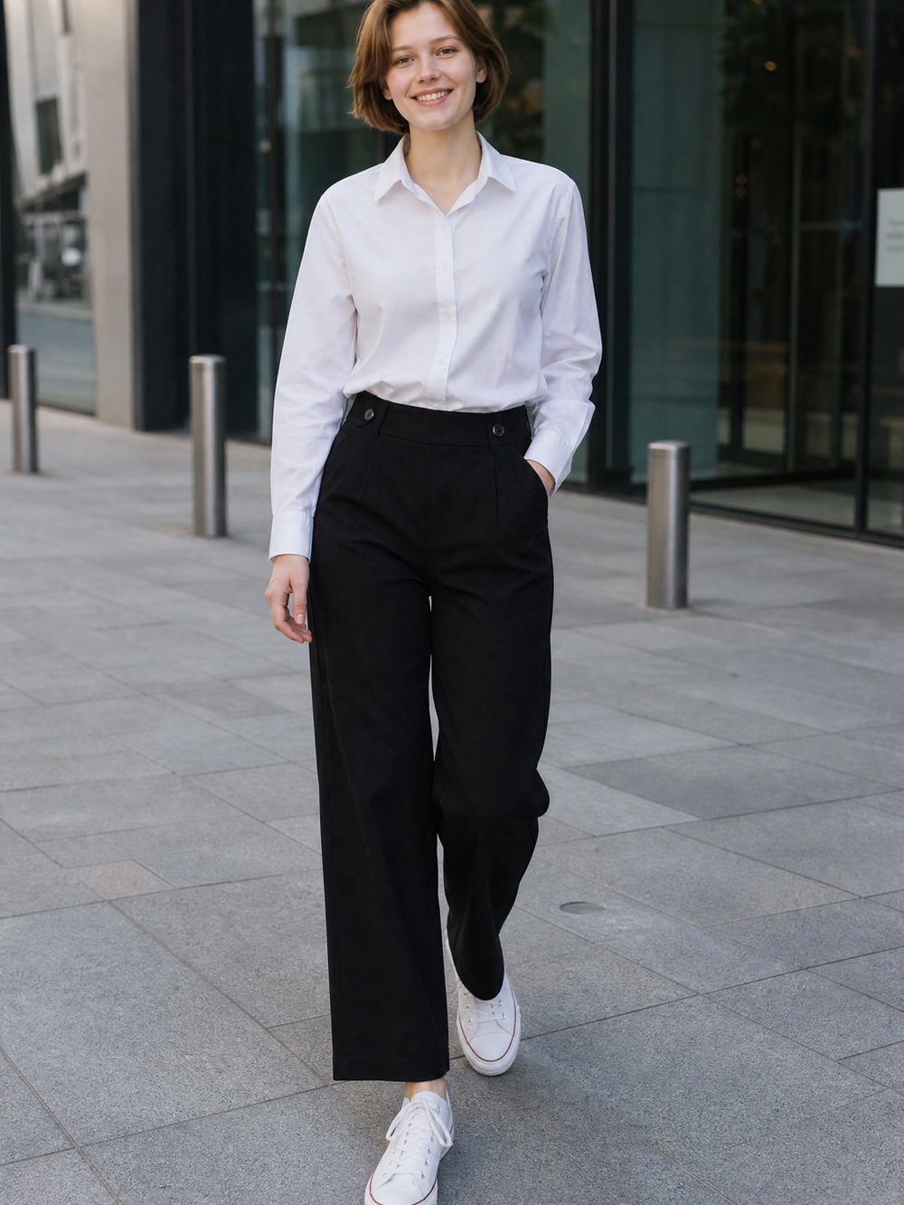 Zara Black High-Waist Wide Leg Trousers